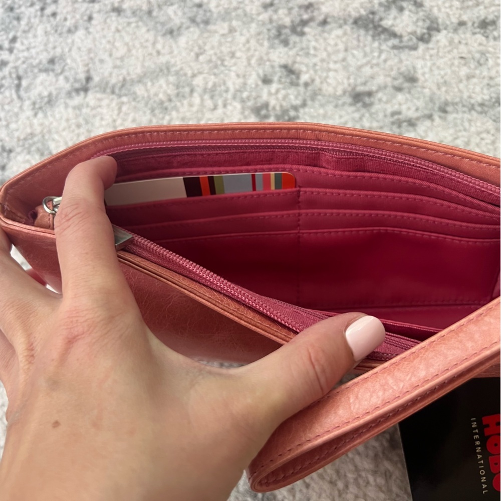 NWT Vintage Hobo International Pink Leather Wristlet Wallet Bow Detail - Picture 12 of 14